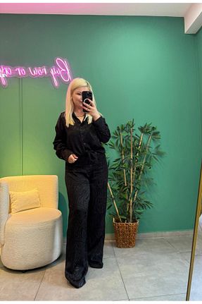 ست بالاتنه و پائین تنه مشکی زنانه بافتنی Tuğba - کد 879951186