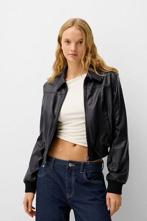 کاپشن مشکی زنانه Relaxed Bershka - کد 879948390