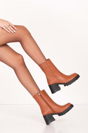 بوت / نیم بوت قهوه ای زنانه چرم خالص Gondol - کد 879955184