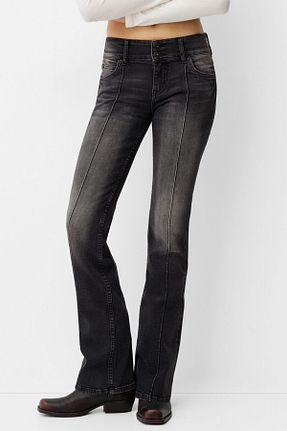 شلوار جین مشکی زنانه رگولار Bershka - کد 879949183