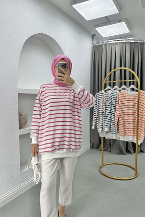 سوئیشرت صورتی زنانه اورسایز Pardesü Dünyası - کد 879990528