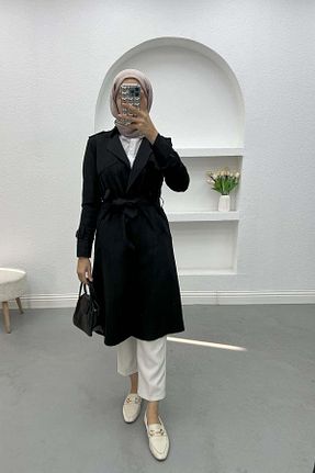 ترنچکت حجاب مشکی زنانه بدون آستر Pardesü Dünyası - کد 880000328