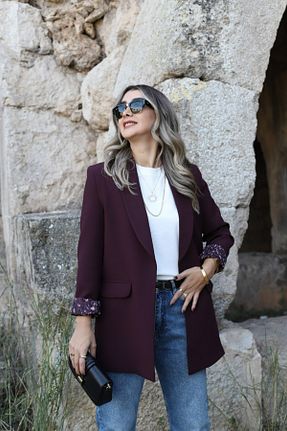 کت بلیزر بنفش زنانه پلی استر bytugcekaya - کد 879994036