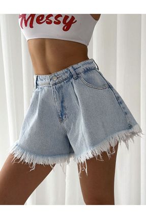 شلوارک و برمودا آبی زنانه فاق بلند Aida Fashion - کد 880004774
