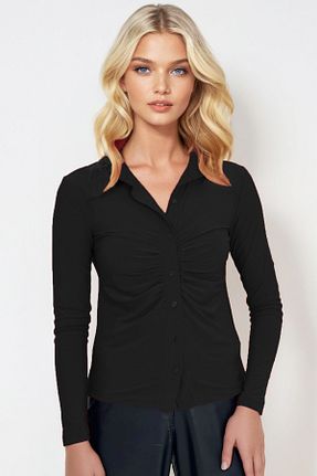 پیراهن مشکی زنانه اسلیم فیت Trend Alaçatı Stili - کد 218258208