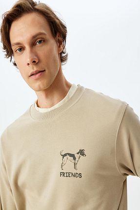 سوئیشرت بژ مردانه Animal Koton - کد 872446405
