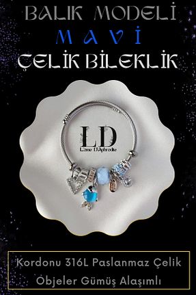 دستبند استیل (فولاد) آبی زنانه استیل (فولاد) Siyah Kadın - کد 286350049