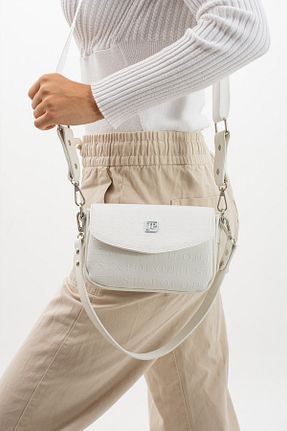 کیف دوشی سفید زنانه چرم مصنوعی Just Polo - کد 877879402
