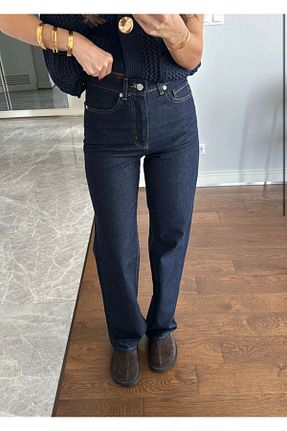 شلوار جین سرمه ای زنانه پاچه پهن Niceboutique - کد 877960157