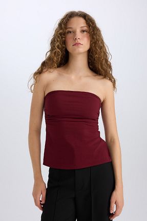 بلوز زرشکی زنانه ساده Defacto - کد 877981111