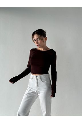 بادی قهوه ای زنانه یقه دوچرخه Moda Hour - کد 877983572