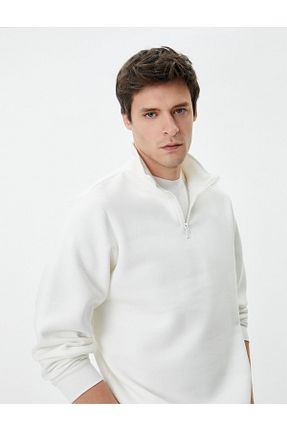 سوئیشرت سفید مردانه ساده Koton - کد 805972295
