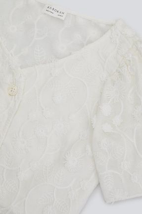 بلوز سفید بچه گانه ساده BABOKAH - کد 676280832