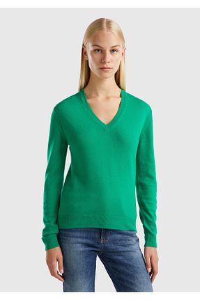 پلیور سبز زنانه ساده United Colors of Benetton - کد 772837160