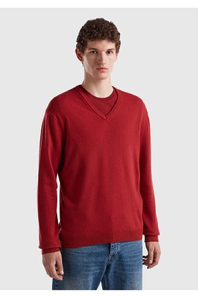 پلیور زرشکی مردانه ساده United Colors of Benetton - کد 780922089