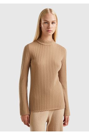 پلیور قهوه ای زنانه ساده United Colors of Benetton - کد 780922360