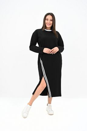 لباس سایز بزرگ مشکی زنانه پلی استر Koza Butik - کد 878200573