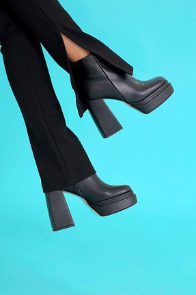 بوت / نیم بوت مشکی زنانه چرم مصنوعی Stil Durağı - کد 388870718