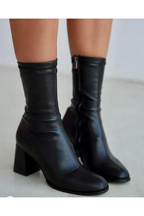 بوت / نیم بوت مشکی زنانه چرم مصنوعی Zuum - کد 878223653