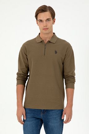 سوئیشرت خاکی مردانه ساده U.S. Polo Assn. - کد 878238869