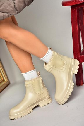 بوت / نیم بوت بژ زنانه چرم مصنوعی Fox Shoes - کد 878234564
