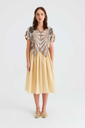 دامن بژ زنانه پارچه Roman - کد 702127311