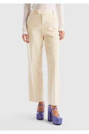 شلوار بژ زنانه پنبه - الاستین United Colors of Benetton - کد 794817113
