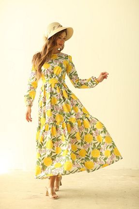 لباس حجاب زرد زنانه کلوش KÜÇÜĞÜM BUTİK - کد 137202888