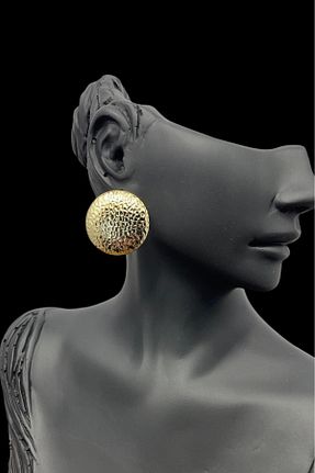 گوشواره جواهر زرد برنجی TRENDTAKI - کد 878327785