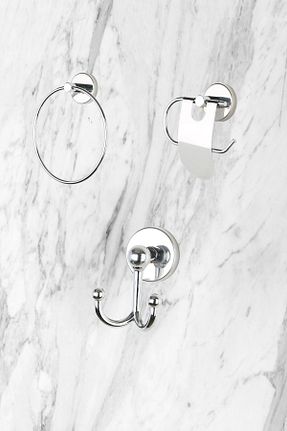 ست حمام طوسی فلزی Aktel Banyo - کد 878357943