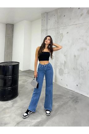 شلوار جین آبی زنانه پاچه پهن Lixera - کد 776687429