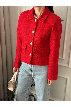 کت قرمز زنانه رگولار Büşce - کد 878369485