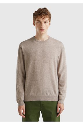 پلیور قهوه ای مردانه ساده United Colors of Benetton - کد 382140680