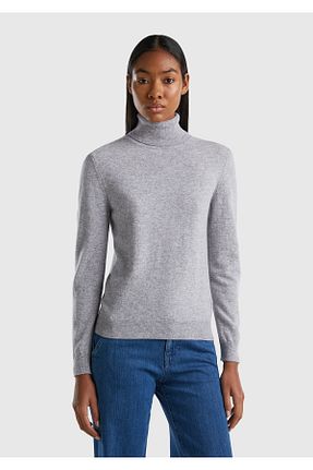پلیور طوسی زنانه ساده United Colors of Benetton - کد 383451571