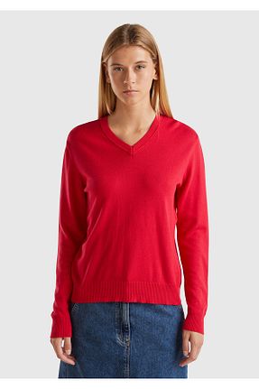 پلیور قرمز زنانه ساده United Colors of Benetton - کد 849906531