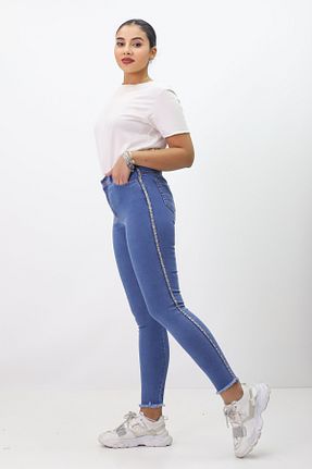 شلوار جین آبی زنانه پاچه تنگ GZT TEKSTİL - کد 878398473