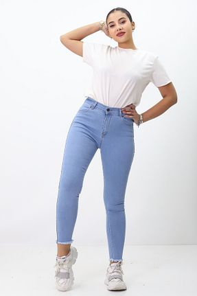 شلوار جین رنگی زنانه پاچه تنگ GZT TEKSTİL - کد 878398507