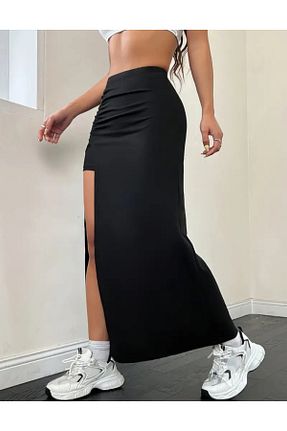 دامن سایز بزرگ مشکی زنانه پارچه MAROVOAY - کد 878428509