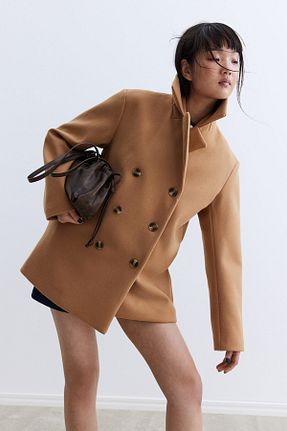 پالتو پشمی بژ زنانه H&M - کد 878456868