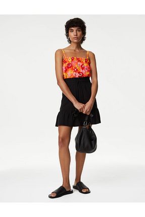 بلوز نارنجی زنانه طرح دار Marks & Spencer - کد 745590004