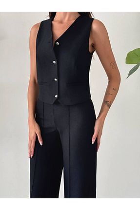 ست بالاتنه و پائین تنه مشکی زنانه بافتنی Genel Markalar - کد 878518648