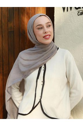 شال طوسی زنانه پنبه ای Modakaşmir - کد 878532084