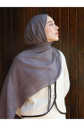 شال طوسی زنانه پنبه ای Modakaşmir - کد 878532134