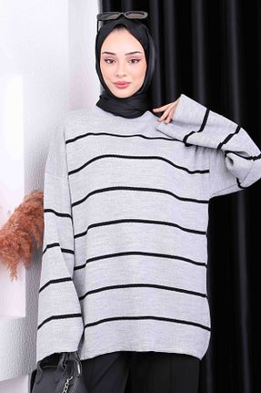 پلیور حجاب طوسی زنانه مخلوط پلی استر İmajButik - کد 878575952