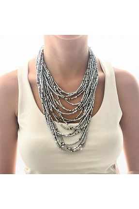 گردنبند جواهر طوسی زنانه مروارید İPAR AKSESUAR - کد 290996086