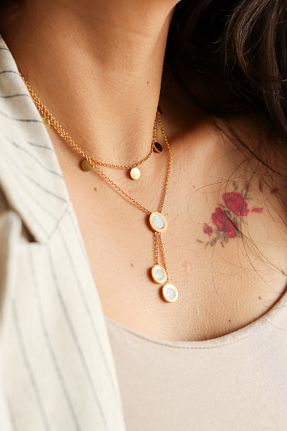 گردنبند استیل ( فولاد ) زرد زنانه استیل ضد زنگ ATALYA ACCESSORY - کد 878622772