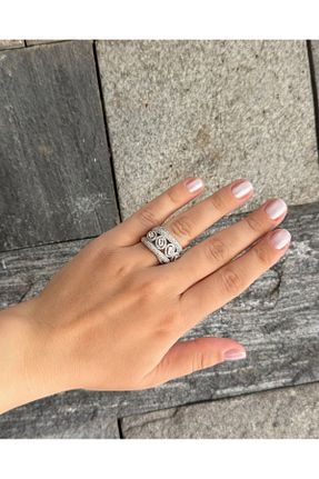 انگشتر نقره متالیک زنانه زیرکن noqre - کد 878630429