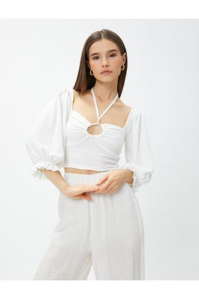 بلوز سفید زنانه ساده Koton - کد 702138887