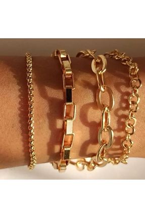 دستبند جواهر زرد زنانه برنجی pullmarkt - کد 878667365