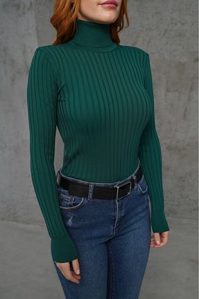 پلیور سبز زنانه ساده BYKUZEYARAS - کد 879067806